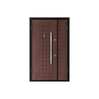 Puerta de Seguridad Moderna de Aleación de Aluminio con Acabado de Madera - Entrada Abatible Antirrobo para Chalet y Apartamento con Diseño de Rejilla