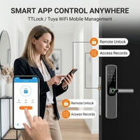 Cerradura Inteligente para el Hogar, Antirrobo, con Wi-Fi, Código Tuya TTlock para Almacenamiento en la Nube, Grado A9, Cerradura de Embutir de Aleación de Aluminio para Puertas de Acero/Vidrio