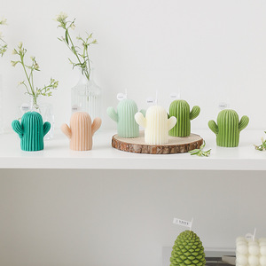 Ensemble de bougies parfumées en forme de cactus blanc, vert, rose, menthe, en cire de paraffine, décoration originale, cadeau pour la décoration de la maison - Product Image 3