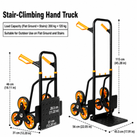 Chariot monte-escaliers OEM à 6 roues, 200 kg, cadre en acier au carbone, poignées télescopiques réglables, pour la logistique en gros