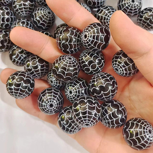 Vendita all'ingrosso nuova collana larga larga gioielli rotondi con stampa di perle acriliche colorate perline di gomma da masticare 20mm utilizzando per penne - Product Image 6