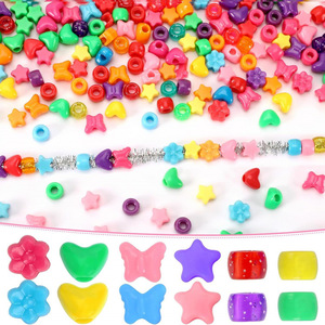 Perles colorées en résine plastique de 9 mm, formes de cœur, fleur, étoile, papillon pour la fabrication de bijoux, bracelets d'amitié, colliers, accessoires pour cheveux - Product Image 1