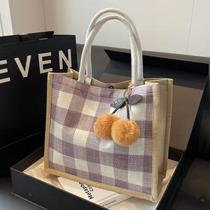 Borsa di Tote di <span class=keywords><strong>cotone</strong></span> e lino di grande capacità ecologica stampata con Logo personalizzato all'ingrosso che possono essere aggiunti ciondoli - Product Image 2