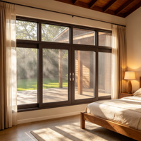 Ventanas comerciales de doble acristalamiento de aleación de aluminio, estilo australiano, apertura vertical, impermeables e insonorizadas, fábrica de ventanas y puertas.