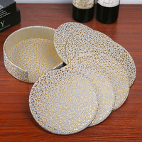 6 pièces ensemble de dessous de verre de Table antidérapant résistant à la chaleur tapis en cuir PU boisson verre noir sous-verres accessoires de cuisine tasse à café napperon