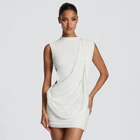 Robe mini moulante drapée à nœud personnalisée OEM pour femme, élégante, froncée, pour soirée en boîte de nuit