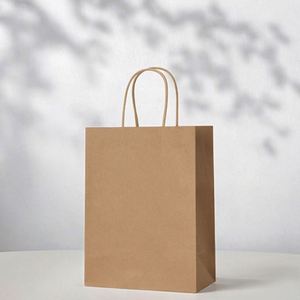 Wholesale Eco Reusable <b>Biodegradable</b> Carry Craft Boutique Gift Shopping <b>Packaging</b> Pink Brown Kraft Paper Bag - Product Image 2
