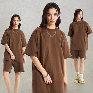 T-shirt in cotone 100% con molatura a 2025 stile retrò a manica corta in tinta unita Anti-pilling da uomo - Product Image 4
