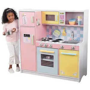 Realistic Kids Wooden Pretend Cooking Kitchen Play Set With Microwave Water Dispenser Realize Kids' Chef Dream For Wholesale