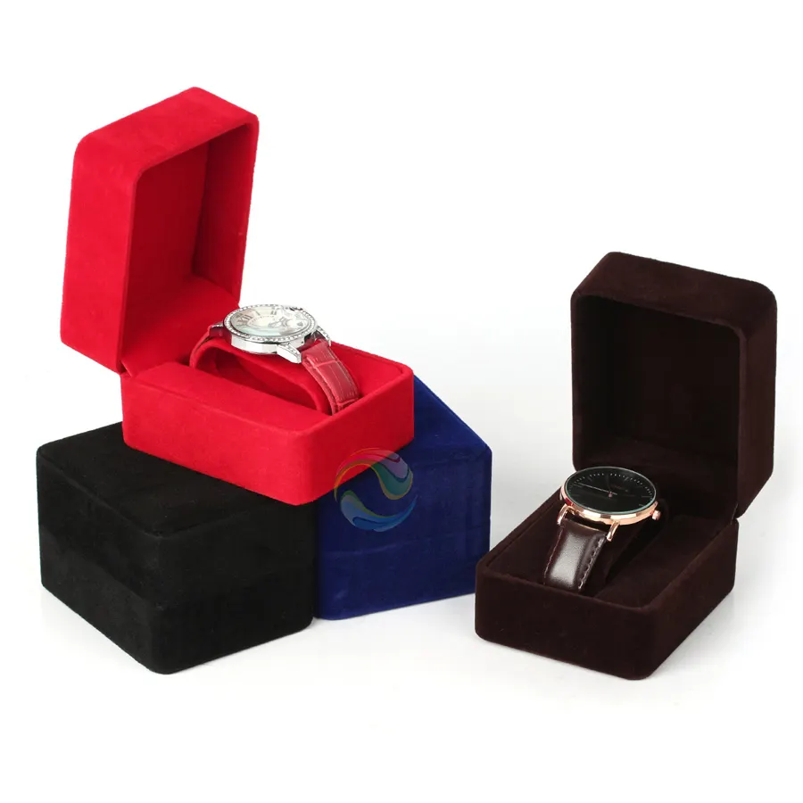All'ingrosso accetta il LOGO personalizzato scatola di orologio di velluto scatole di orologio singolo scatola di imballaggio con cuscino