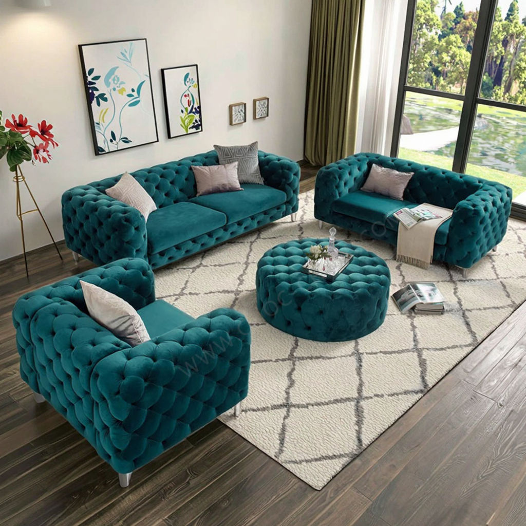 Elegant Royal Green Sofas Luxury Living Room Furniture