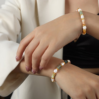 Pulseras de Perlas de Agua Dulce Barrocas con Piedras Naturales Hechas a Mano, Estilo Vintage de Lujo Ligero, Chapadas en Oro de 18K y Acero Inoxidable Bingxin