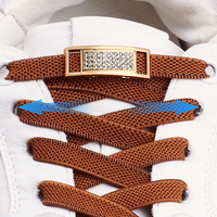 Nouveau Diamant Serrure Lacets Sans Cravates Lacets Élastiques Baskets Sans Cravate Lacets Enfants Adulte 0.8cm Lacet Plat pour Chaussures