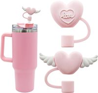Breloque Cœur d'Ours Multi-Designs en Silicone pour Pailles avec Protection Anti-Poussière pour Gobelets de 30 oz - Cadeau pour les Amateurs de Gobelets