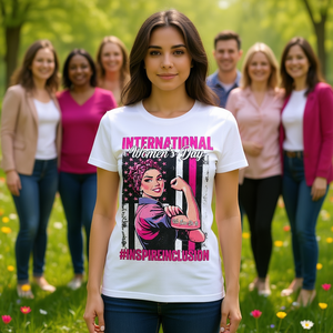 Maglietta per la Giornata Internazionale della Donna, 100% Cotone, Collo Tondo, Manica Corta, Stampa Casual, Regalo Ispirato all'Inclusione - Product Image 2