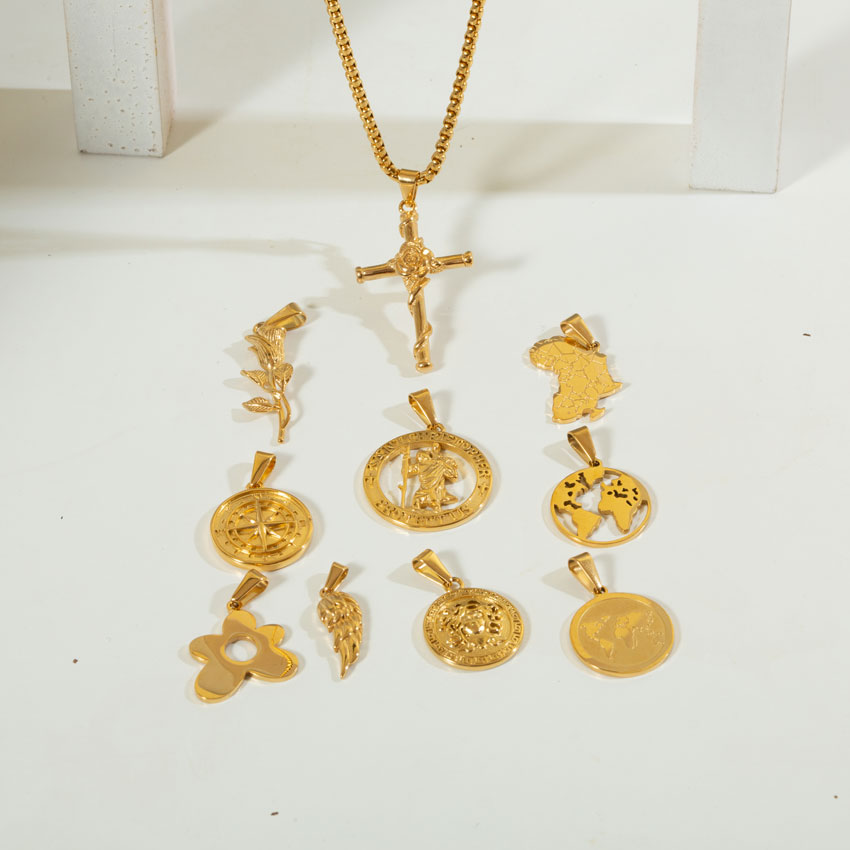 Religious Gold Charms 18K Gold Medallions for Katolik Dini
