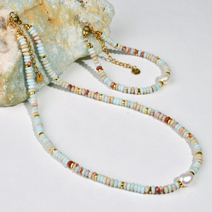 Wholesale Elegant Women Jewelry Set Simple Agalmatolite Beads Freshwater Pearl Clavicle Necklace And <b>Bracelet</b> <b>Matching</b> Set - Product Image 4