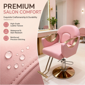 Sillón de Salón con Reposabrazos Dorados, Silla de Barbero Hidráulica para Estilista - Product Image 1