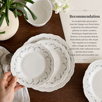 Service de table de luxe vintage en porcelaine française, motif floral en dentelle en relief, compatible micro-ondes, assiettes ovales, plateaux, bols, pour mariage et maison