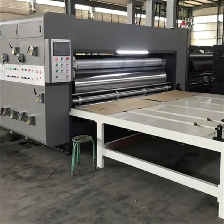 Chain feeder 3 colors carton box flexo printing slotting die-cutting machinery corrugated cardboard printing machine