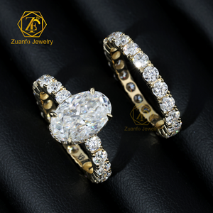 Bague de fiançailles vintage en or jaune 14 carats 18 carats 2CT 3CT ovale Moissanite diamant ensembles de mariée pour femmes cadeau de mariage fête anniversaire - Product Image 2