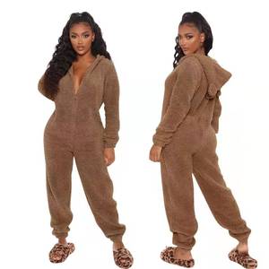 Wholesale New Hot Sale Women Rompers One Piece Sexy Jumpsuit Winter Thick <strong>Teddy</strong> Onesie for Women - Product Image 3