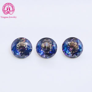 Piedras preciosas sueltas de 6mm, piedras <span class=keywords><strong>CZ</strong></span>, forma redonda, Color de sombra azul, corte de Nido de Pájaro, Zirconia cúbica sintética para bricolaje o fábrica - Product Image 1