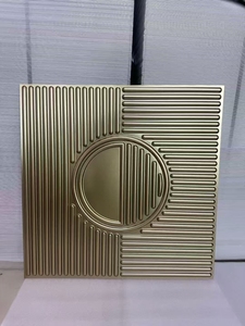 ZJ 50 * 50厘米3D凹槽设计室内木材木质覆层装饰聚氯乙烯3D墙板背景墙 - Product Image 5