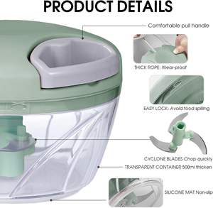 Procesador de Alimentos Manual de Metal de 500 ml, Picador de Ajo y Cebolla Portátil con Cuchillas de Acero Inoxidable, Venta al Por Mayor - Product Image 4