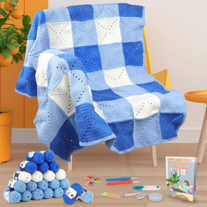 Kit de crochet personnalisé en coton laitier pour couverture DIY, artisanat tissé, tricot fait main, motif dessin animé, décoration douce pour la maison - Product Image 1