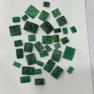 Pierres précieuses naturelles émeraude sculptée pièces en vrac pour bijoux et colliers Floral émeraude sculptures en gros - Product Image 2