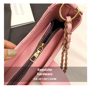 กระเป๋าสะพายไหล่สตรีสไตล์เรโทร กระเป๋าสะพายไหล่สตรีลายตารางเพชรแฟชั่นพร้อมซิปโซ่ - Product Image 4