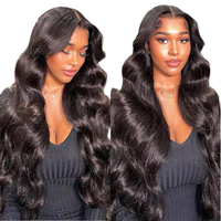 Perruques en cheveux humains indiens bruts, ondulées, avec dentelle transparente HD 13x4 13x6, 32, 34, 36 pouces, pour femmes noires, vente en gros