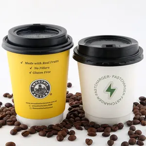 纸杯聚乙烯被版纸单壁定制印刷标志批发茶咖啡双壁聚乳酸涂层手柄和盖子