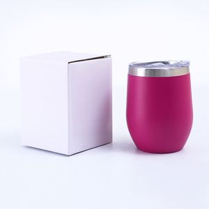 Personalized 12oz Stainless Steel Insulated Powder Coated Egg Shape Cup Promotional Gift <b>Coffee</b> Mug Custom Wine Tumbler with Lid - Product Image 3