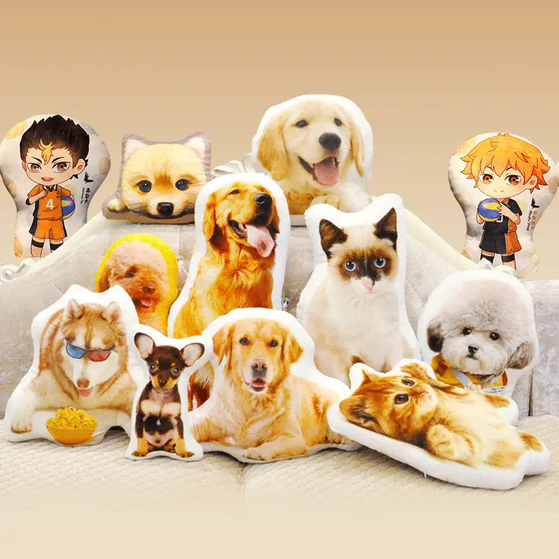 Aangepaste 3d Knuffeldier Huisdier Custom Pluche Kussen Speelgoed Reclame Cadeau Pluche Pop Custom Hond Kussens Speelgoed