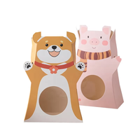 Boîte cadeau à ouverture fenêtre sur le thème des animaux de dessin animé, en carton recyclé de 2 mm, pour emballage de produits de soin, aliments pour bébés et bonbons