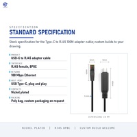 Câble adaptateur Ethernet Gigabit USB C vers RJ45 1000 Mbps pour ordinateur portable, tablette, routeur, OEM, ODM, longueur personnalisée, logo LUNGKAY
