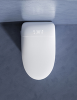 WC intelligent multifonctionnel avec design de ligne colorée, siphon en S inclus, siège chauffant, séchage à l'air, montage au sol, salle de bain, sanitaire