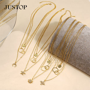 Collier long avec pendentif, vente en gros OEM/OEM, personnalisable, en acier inoxydable étanche, plaqué or ou argent, bijoux tendance unisexe - Product Image 1