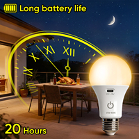 Ampoule LED rechargeable moderne en gros, lumière d'urgence à intensité variable, tricolore, commande tactile ou à distance pour éclairage extérieur et intérieur