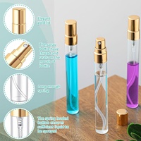 Zhehao 50 mini flacons pulvérisateurs avec bouchon doré 10 ml en verre transparent, rechargeables, à brume fine, portables, pour voyage, conteneurs vides pour échantillons