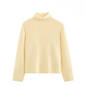 Chandails en laine 100% personnalisés pour femmes pull tricoté à <span class=keywords><strong>col</strong></span> <span class=keywords><strong>roulé</strong></span> tricots polyvalents de couleur unie pour l'hiver chaud - Product Image 4