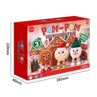 Kit Kerajinan DIY Boneka Pom Pom Natal untuk Anak dengan Latar Belakang 3D & 3 Figur Boneka untuk Dekorasi Meja Buatan Tangan Hadiah Natal Anak-anak.