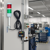 ONN-M4 Boîtier de boutons certifié CE IP40, Balise lumineuse d'avertissement verte et bleue avec support en L, Feu de signalisation LED à angle de faisceau de 360° DC24V/AC220V