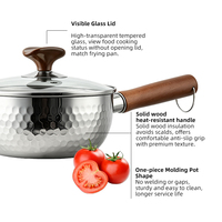 Marmite Yukihira Classique Premium Martelée en Acier Inoxydable 304 Triple Couche Grande Capacité avec Couvercle en Verre, Poignée en Bois Résistante à la Chaleur, Ustensile de Cuisson Polyvalent
