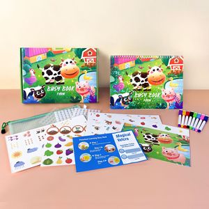 モンテッソーリ感覚ペースティングゲーム幼児向けの再利用可能な農場をテーマにしたフリップブック3〜6歳の幼児向けの忙しい本の紙 - Product Image 6