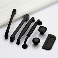 Poignées et boutons de porte de tiroir en alliage d'aluminium noir moderne, prix de gros compétitif en Chine, pour meubles