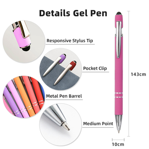بسعر رخيص وشعار مخصص بسعر الجملة أقلام جل معدنية متعددة الألوان قابلة للسحب ملونة مع قلم - Product Image 2