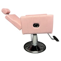 Fauteuil de Barbier Hydraulique Rose Inclinable en Gros, Mobilier de Salon Réglable, Chaise de Coiffure pour Salon de Barbier